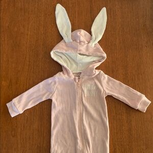 🫐3/$30 Chick Pea Cream and Pink Ribbed Bunny Romper size 0-3m